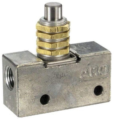 ARO/Ingersoll-Rand - 0.195 CV Rate & 7.5 CFM 3 Way Air Valve - Straight Plunger, Spring Return, 150 Max psi - Eagle Tool & Supply
