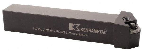 Kennametal - PCSN, Right Hand Cut, 45° Lead Angle, 25mm Shank Height x 25mm Shank Width, Negative Rake Indexable Turning Toolholder - 150mm OAL, CN..1204.. Insert Compatibility, Series Kenlever - Eagle Tool & Supply
