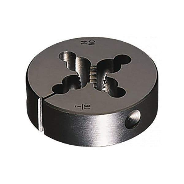 Vermont Tap & Die - 1-1/8 - 12 UNF Thread, 3" Outside Diam Carbon Steel Round Die - 1" Thick, Right Hand Thread, Series 290, Adjustable - Exact Industrial Supply