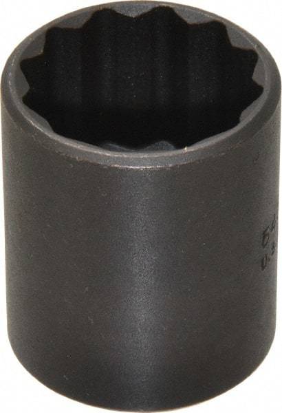 Proto - 1", 1/2" Drive, Standard Hand Socket - 12 Points, 1-9/16" OAL, Alloy Steel, Black Finish - Eagle Tool & Supply