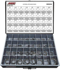 Value Collection - 665 Piece, 1/8 to 2", SpRing Assortment Steel, Snap External Retaining Ring Assortment - Includes Compartmented Case - Eagle Tool & Supply