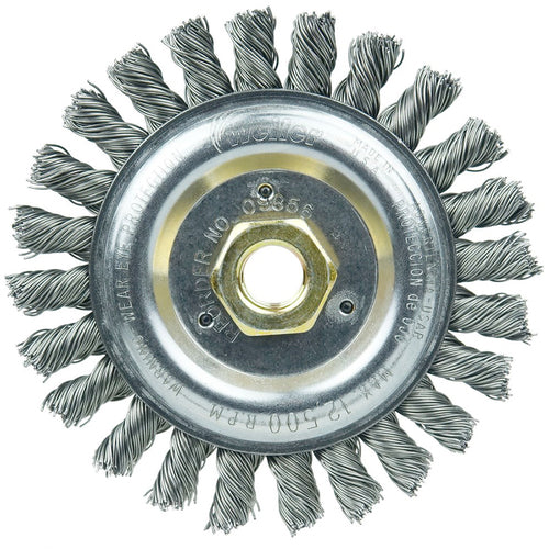 ‎Roughneck Jr. 5″ Filler Pass Weld Cleaning Brush, .023″ Steel Wire Fill, 5/8″-11 UNC Nut - Eagle Tool & Supply