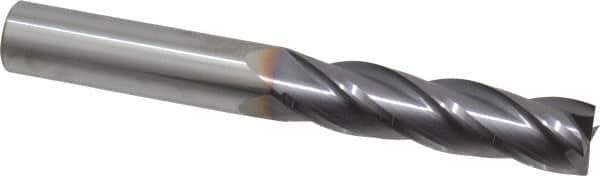 Niagara Cutter - 1/2", 2" LOC, 1/2" Shank Diam, 4" OAL, 4 Flute, Solid Carbide Square End Mill - Single End, TiAlN Finish, Spiral Flute, 30° Helix, Centercutting, Right Hand Cut, Right Hand Flute, Series C430 - Eagle Tool & Supply
