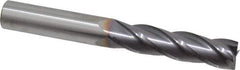Niagara Cutter - 1/2", 2" LOC, 1/2" Shank Diam, 4" OAL, 4 Flute, Solid Carbide Square End Mill - Single End, TiAlN Finish, Spiral Flute, 30° Helix, Centercutting, Right Hand Cut, Right Hand Flute, Series C430 - Eagle Tool & Supply
