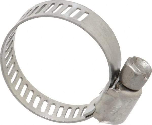 IDEAL TRIDON - SAE Size 8, 7/16 to 1" Diam, Stainless Steel Miniature Worm Drive Clamp - 5/16" Wide, Material Grade 301, Series 350 - Eagle Tool & Supply