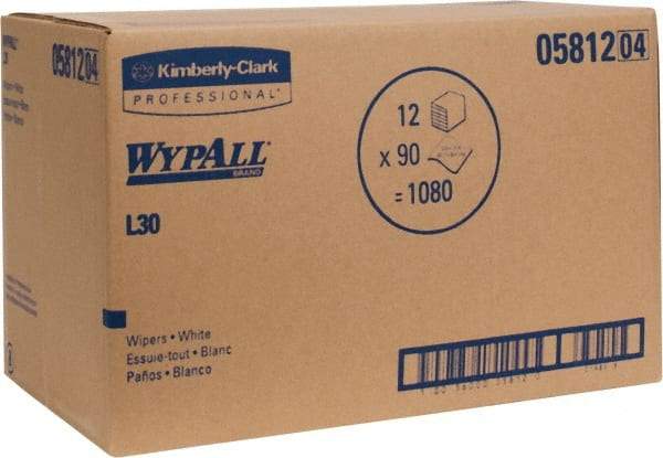 WypAll - L30 1/4 Fold General Purpose Wipes - Poly Pack, 13" x 12-1/2" Sheet Size, White - Eagle Tool & Supply