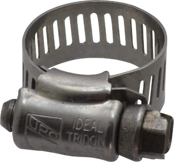 IDEAL TRIDON - SAE Size 8, 7/16 to 1" Diam, Stainless Steel Worm Drive Clamp - 1/2" Wide, Material Grade 201/305, Series 620 - Eagle Tool & Supply