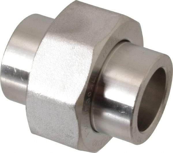 Merit Brass - 1/2" Grade 304 Stainless Steel Pipe Union - Socket Weld x Socket Weld End Connections, 3,000 psi - Eagle Tool & Supply
