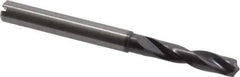 Guhring - 5.3mm 140° Spiral Flute Solid Carbide Screw Machine Drill Bit - FIREX Finish, Right Hand Cut, 28mm Flute Length, 66mm OAL, SU Point, Straight Shank, Through Coolant - Eagle Tool & Supply