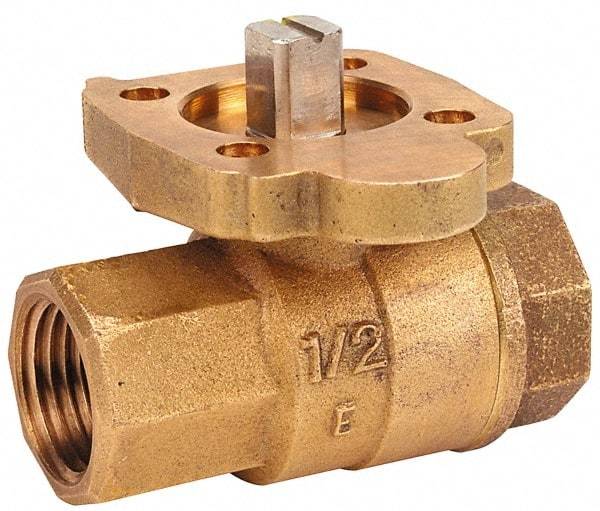 NIBCO - 1-1/4" Pipe, Full Port, Bronze Standard Ball Valve - 2 Piece, Inline - One Way Flow, FNPT x FNPT Ends, ISO Actuation Mount Handle, 600 WOG, 200 WSP - Eagle Tool & Supply