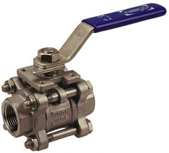 NIBCO - 1-1/4" Pipe, Full Port, Bronze Standard Ball Valve - 2 Piece, Inline - One Way Flow, FNPT x Soldered Ends, Lever Handle, 600 WOG, 150 WSP - Eagle Tool & Supply