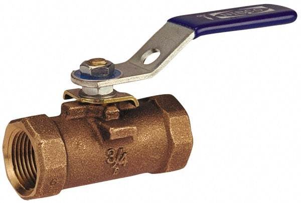 NIBCO - 3/4" Pipe, Reduced Port, Bronze Standard Ball Valve - 1 Piece, Inline - One Way Flow, FNPT x FNPT Ends, Locking Lever Handle, 600 WOG - Eagle Tool & Supply