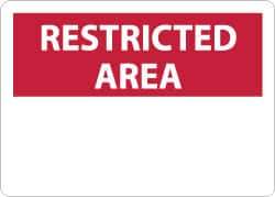 NMC - "Restricted Area", 10" Long x 14" Wide, Rigid Plastic Safety Sign - Rectangle, 0.05" Thick, Use for Security & Admittance - Eagle Tool & Supply