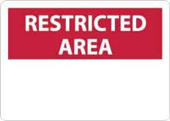 NMC - "Restricted Area", 10" Long x 14" Wide, Rigid Plastic Safety Sign - Rectangle, 0.05" Thick, Use for Security & Admittance - Eagle Tool & Supply