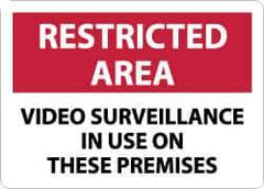 NMC - "Restricted Area - Video Surveillance in Use on These Premises", 10" Long x 14" Wide, Aluminum Safety Sign - Rectangle, 0.04" Thick, Use for Security & Admittance - Eagle Tool & Supply