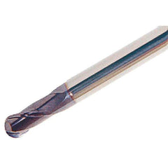 Iscar - 16mm Diam, 30mm LOC, 2 Flute Solid Carbide Ball End Mill - TiAlN Finish, Single End, 140mm OAL, 16mm Shank Diam, Spiral Flute - Eagle Tool & Supply