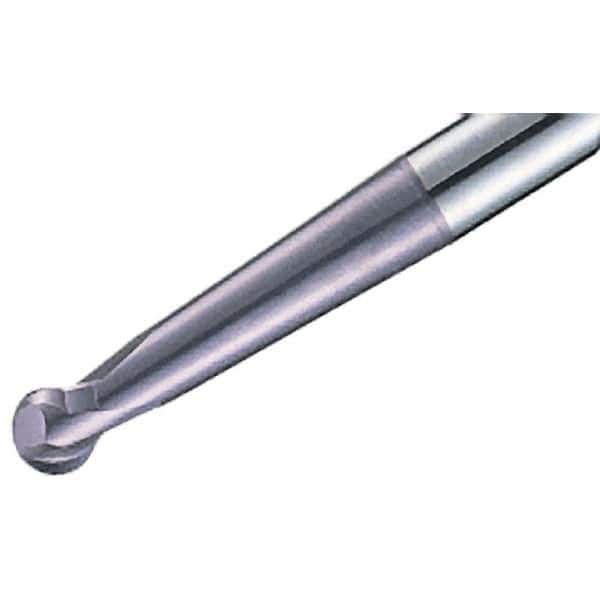 Iscar - 6mm Diam, 4.9mm LOC, 2 Flute Solid Carbide Ball End Mill - TiAlN Finish, Single End, 100mm OAL, 6mm Shank Diam, Spiral Flute - Eagle Tool & Supply