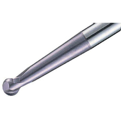 Iscar - 6mm Diam, 4.9mm LOC, 2 Flute Solid Carbide Ball End Mill - TiAlN Finish, Single End, 100mm OAL, 6mm Shank Diam, Spiral Flute - Eagle Tool & Supply