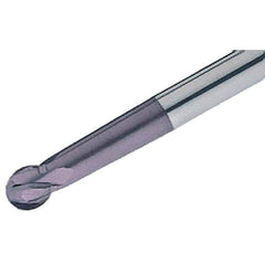 Iscar - 6mm Diam, 4.9mm LOC, 4 Flute Solid Carbide Ball End Mill - TiAlN Finish, Single End, 100mm OAL, 6mm Shank Diam, Spiral Flute - Eagle Tool & Supply
