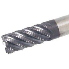 Iscar - 14mm Diam, Coarse Pitch, 30mm LOC, 4 Flute Solid Carbide 45° Corner Chamfer Roughing End Mill - TiAlN Finish, 83mm OAL, 14mm Shank Diam, Single End, 45° Helix - Eagle Tool & Supply
