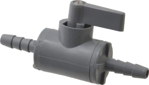 Specialty Mfr - 1/4" Pipe, PVC Standard Ball Valve - Inline - Two Way Flow, Barbed x Barbed Ends, Wedge Handle, 125 WOG - Eagle Tool & Supply