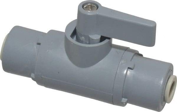 Specialty Mfr - 1/4" Pipe, PVC Standard Ball Valve - Inline - Two Way Flow, Push-to-Connect x Push-to-Connect Ends, Wedge Handle, 125 WOG - Eagle Tool & Supply