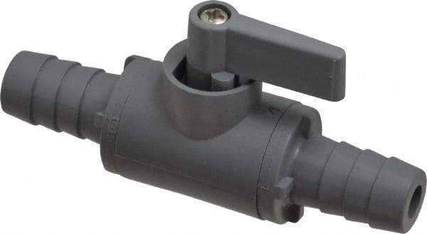 Specialty Mfr - 1/2" Pipe, PVC Standard Ball Valve - Inline - Two Way Flow, Barbed x Barbed Ends, Wedge Handle, 125 WOG - Eagle Tool & Supply