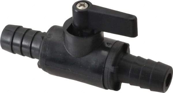 Specialty Mfr - 1/2" Pipe, Nylon Standard Ball Valve - Inline - Two Way Flow, Barbed x Barbed Ends, Wedge Handle, 125 WOG - Eagle Tool & Supply
