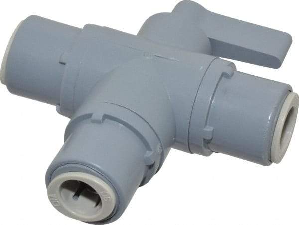 Specialty Mfr - 3/8" Pipe, PVC Standard Ball Valve - Three Way, Push-to-Connect x Push-to-Connect x Push-to-Connect Ends, Wedge Handle, 125 WOG - Eagle Tool & Supply