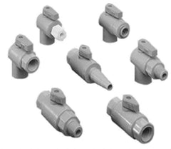 Specialty Mfr - 1/4 x 3/8" Pipe, PVC Standard Ball Valve - Right Angle, MNPT x Push-to-Connect Ends, Wedge Handle, 125 WOG - Eagle Tool & Supply