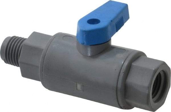 Specialty Mfr - 1/4" Pipe, PVC Standard Ball Valve - Inline - One Way Flow, MNPT x FNPT Ends, Wedge Handle, 125 WOG - Eagle Tool & Supply