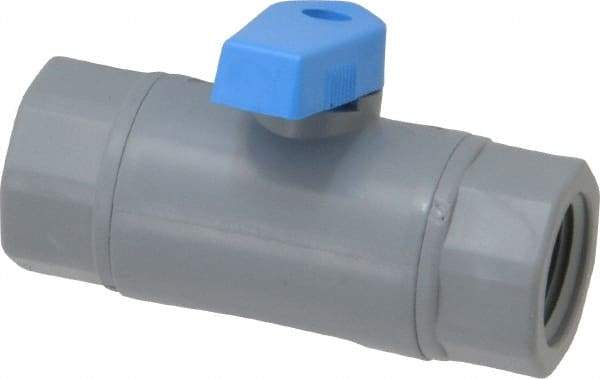 Specialty Mfr - 3/8" Pipe, PVC Standard Ball Valve - Inline - One Way Flow, FNPT x FNPT Ends, Wedge Handle, 125 WOG - Eagle Tool & Supply