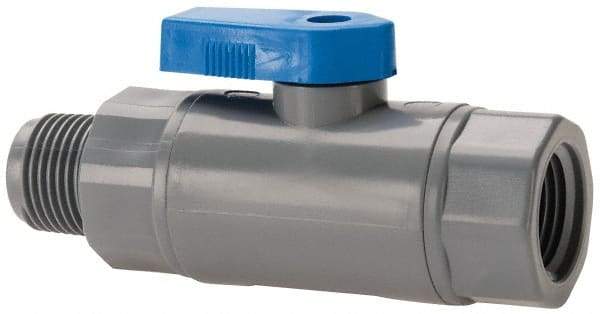 Specialty Mfr - 3/8" Pipe, PVC Standard Ball Valve - Inline - One Way Flow, MNPT x FNPT Ends, Wedge Handle, 125 WOG - Eagle Tool & Supply