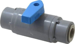 Specialty Mfr - 3/8" Pipe, PVC Standard Ball Valve - Inline - One Way Flow, Push-to-Connect x Push-to-Connect Ends, Wedge Handle, 125 WOG - Eagle Tool & Supply