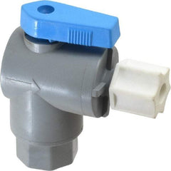 Specialty Mfr - 1/4" Pipe, PVC Standard Ball Valve - Right Angle, FNPT x Compression Ends, Wedge Handle, 125 WOG - Eagle Tool & Supply