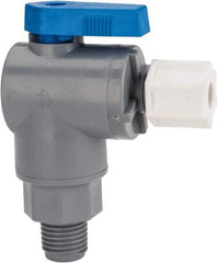 Specialty Mfr - 1/4" Pipe, PVC Standard Ball Valve - Right Angle, MNPT x Compression Ends, Wedge Handle, 125 WOG - Eagle Tool & Supply