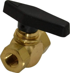 Specialty Mfr - 1/4" Pipe, Brass Standard Ball Valve - Inline - Two Way Flow, FNPT x FNPT Ends, Wedge Handle, 500 WOG - Eagle Tool & Supply