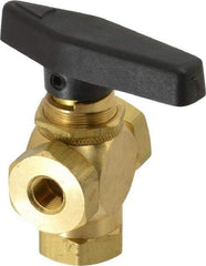 Specialty Mfr - 1/8" Pipe, Brass Standard Ball Valve - Three Way, FNPT x FNPT x FNPT Ends, Wedge Handle, 400 WOG - Eagle Tool & Supply