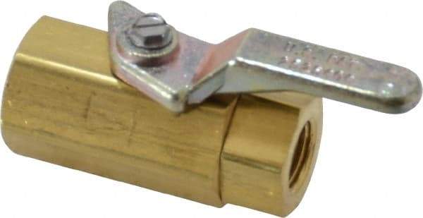Specialty Mfr - 1/8" Pipe, Brass Standard Ball Valve - Inline - Two Way Flow, FNPT x FNPT Ends, Lever Handle, 500 WOG - Eagle Tool & Supply