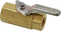 Specialty Mfr - 1/8" Pipe, Brass Standard Ball Valve - Inline - Two Way Flow, FNPT x FNPT Ends, Lever Handle, 500 WOG - Eagle Tool & Supply