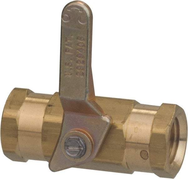 Specialty Mfr - 3/8" Pipe, Brass Standard Ball Valve - Inline - Two Way Flow, FNPT x FNPT Ends, Lever Handle, 500 WOG - Eagle Tool & Supply