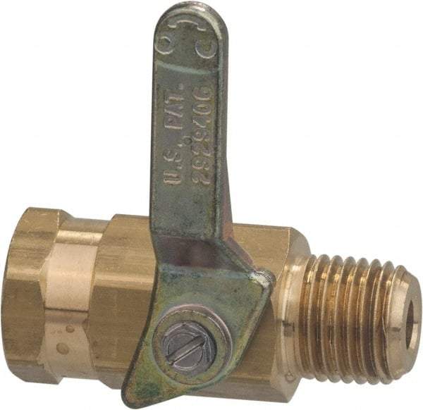 Specialty Mfr - 3/8" Pipe, Brass Standard Ball Valve - Inline - Two Way Flow, MNPT x FNPT Ends, Lever Handle, 500 WOG - Eagle Tool & Supply