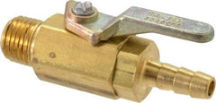 Specialty Mfr - 1/4" Pipe, Brass Standard Ball Valve - Inline - Two Way Flow, MNPT x Barbed Ends, Lever Handle, 500 WOG - Eagle Tool & Supply
