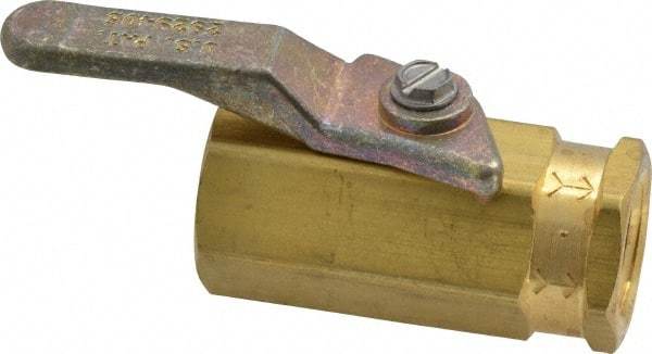 Specialty Mfr - 1/4" Pipe, Brass Standard Ball Valve - Inline - One Way Flow, FNPT x FNPT Ends, Lever Handle, 500 WOG - Eagle Tool & Supply