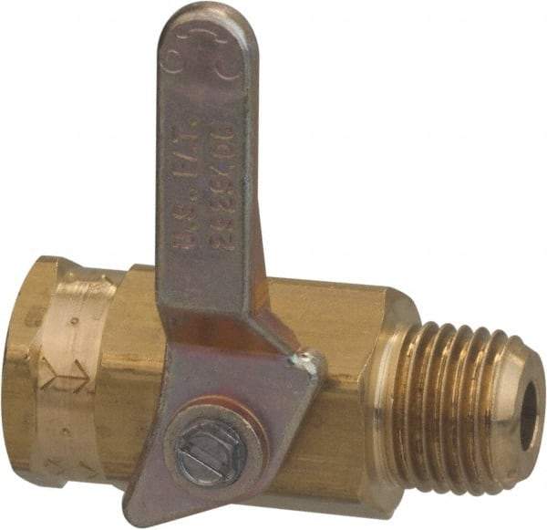 Specialty Mfr - 3/8" Pipe, Brass Standard Ball Valve - Inline - One Way Flow, MNPT x FNPT Ends, Lever Handle, 500 WOG - Eagle Tool & Supply