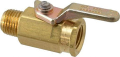 Specialty Mfr - 1/4" Pipe, Brass Standard Ball Valve - Inline - One Way Flow, MNPT x FNPT Ends, Lever Handle, 500 WOG - Eagle Tool & Supply