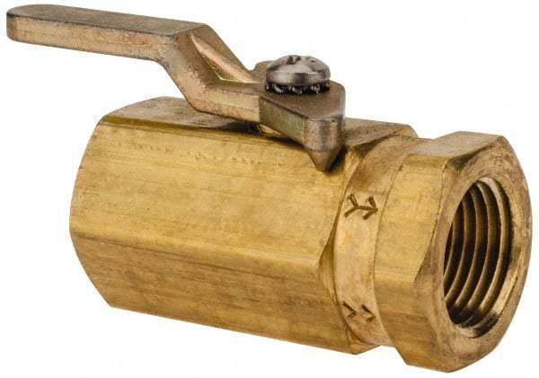 Specialty Mfr - 3/8" Pipe, Brass Standard Ball Valve - Inline - One Way Flow, FNPT x FNPT Ends, Lever Handle, 500 WOG - Eagle Tool & Supply
