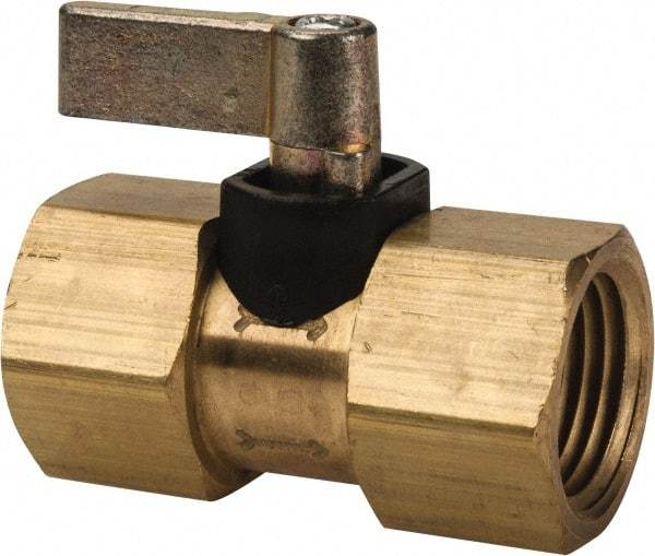 Specialty Mfr - 1/2" Pipe, Brass Standard Ball Valve - Inline - One Way Flow, FNPT x FNPT Ends, Lever Handle, 500 WOG - Eagle Tool & Supply