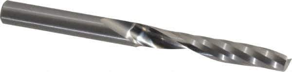 Onsrud - 1/4" Cutting Diam x 1-1/2" Length of Cut, 1 Flute, Upcut Spiral Router Bit - Uncoated, Right Hand Cut, Solid Carbide, 3" OAL x 1/4" Shank Diam, Single Edge, 21° Helix Angle - Eagle Tool & Supply