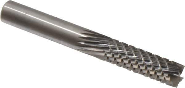 Onsrud - 3/8" Cut Diam, 3/8" Shank Diam, Cylinder Head Fluted Cut Burr - Carbide, Flat End, 1-1/8" LOC, 3-1/2" OAL - Eagle Tool & Supply